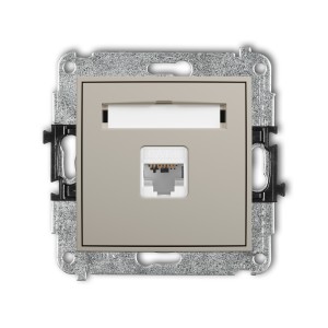 Mechanizm gniazda komputerowego pojedynczego 1xRJ45, kat. 6, 8-stykowy Karlik MINI taupe 60MGK-3