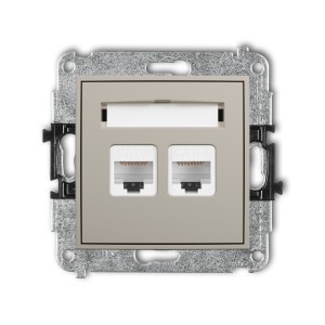 Mechanizm gniazda komputerowego podwójnego 2xRJ45, kat. 6, 8-stykowy Karlik MINI taupe 60MGK-4
