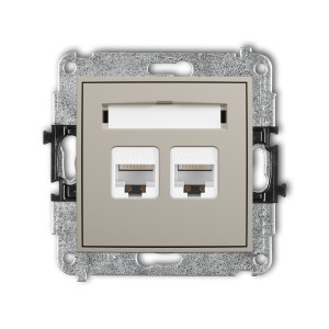 Mechanizm gniazda komputerowego podwójnego 2xRJ45, kat. 6A, 8-stykowy Karlik MINI taupe 60MGK-8