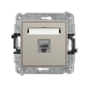 Mechanizm gniazda komputerowego pojedynczego 1xRJ45, kat. 8, ekranowany, 8-stykowy Karlik MINI taupe 60MGK-11