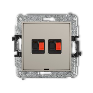Mechanizm gniazda głośnikowego podwójnego, bez pola opisowego Karlik MINI taupe 60MGGBO-2