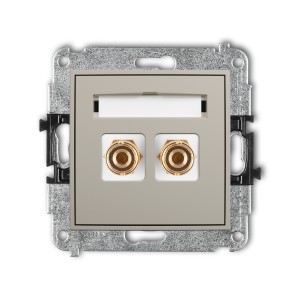 Mechanizm gniazda głośnikowego pojedynczego (typu banan - czerwony i czarny, pozłacany, 4 mm2, do lutowania) Karlik MINI taupe 60MGG-3