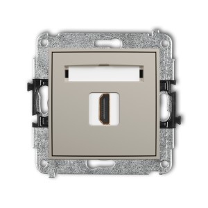 Mechanizm gniazda pojedynczego HDMI 2.0, 4K Karlik MINI taupe 60MHDMI-3