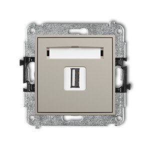 Mechanizm gniazda pojedynczego USB A-A 2.0 Karlik MINI taupe 60MGUSB-1