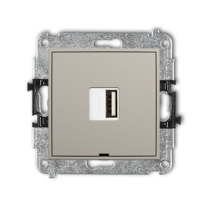 Mechanizm ładowarki USB pojedynczej USB A, 5W max., 5V, 1A, bez pola opisowego Karlik MINI taupe 60MCUSBBO-1