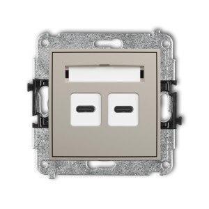 Mechanizm ładowarki USB podwójnej 2xUSB C, 20W max. Karlik MINI taupe 60MCUSB-7