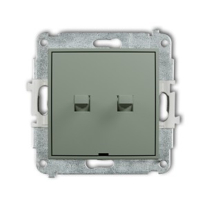 Mechanizm łącznika zwiernego, świecznikowego w stylu amerykańskim (dwa klawisze bez piktogramów, wspólne zasilanie)  Karlik MINI szałwiowy 61MWPUS-44.1