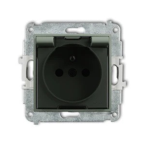 Mechanizm gniazda bryzgoszczelnego z uziemieniem 2P+Z (klapka dymna, przesłony torów prądowych) Karlik MINI szałwiowy 61MGPB-1zdp