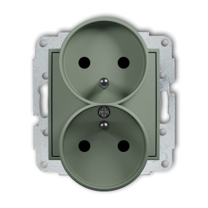 Mechanizm gniazda podwójnego do ramki z uziemieniem 2x(2P+Z) (przesłony torów prądowych) Karlik MINI szałwiowy 61MGPR-2zp