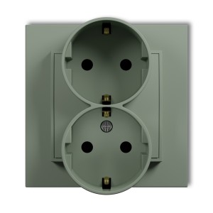 Gniazdo podwójne z uziemieniem SCHUKO 2x(2P+Z) (przesłony torów prądowych) Karlik MINI szałwiowy 61MGP-2sp