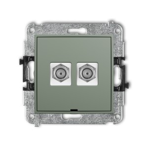 Mechanizm gniazda antenowego podwójnego typu F (SAT) niklowany, bez pola opisowego Karlik MINI szałwiowy 61MGFBO-2