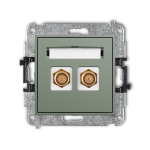 Mechanizm gniazda antenowego podwójnego typu F (SAT) pozłacany Karlik MINI szałwiowy 61MGF-2.1