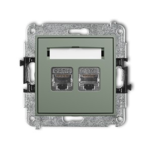 Mechanizm gniazda komputerowego podwójnego 2xRJ45, kat. 6, ekranowany, 8-stykowy Karlik MINI szałwiowy 61MGK-6