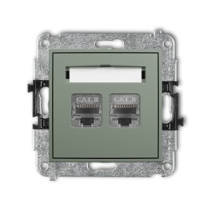 Mechanizm gniazda komputerowego podwójnego 2xRJ45, kat. 8, ekranowany, 8-stykowy Karlik MINI szałwiowy 61MGK-12
