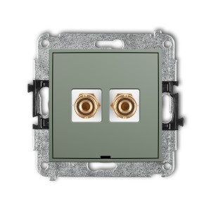 Mechanizm gniazda głośnikowego pojedynczego, bez pola opisowego (typu banan - czerwony i czarny, pozłacany, 4 mm2, do lutowania) Karlik MINI szałwiowy 61MGGBO-3