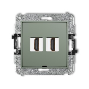Mechanizm gniazda podwójnego HDMI 2.1, 8K, bez pola opisowego Karlik MINI szałwiowy 61MHDMIBO-6