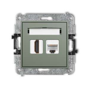 Mechanizm gniazda pojedynczego HDMI 2.0, 4K + gniazda komp. poj. 1xRJ45, kat. 5e, 8-stykowy Karlik MINI szałwiowy 61MGHK-45e