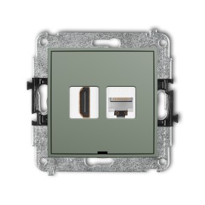 Mechanizm gniazda pojedynczego HDMI 2.0, 4K + gniazda komp. poj. 1xRJ45, kat. 5e, 8-stykowy, bez pola opisowego Karlik MINI szałwiowy 61MGHKBO-45e