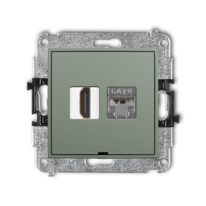 Mechanizm gniazda pojedynczego HDMI 2.0, 4K + gniazda komp. poj. 1xRJ45, kat. 6, ekranowany, 8-stykowy, bez pola opisowego Karlik MINI szałwiowy 61MGHKBO-46