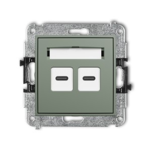 Mechanizm gniazda podwójnego 2xUSB C-C Karlik MINI szałwiowy 61MGUSB-8