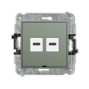 Mechanizm gniazda podwójnego 2xUSB C-C, bez pola opisowego Karlik MINI szałwiowy 61MGUSBBO-8