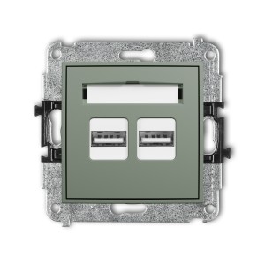 Mechanizm ładowarki USB podwójnej 2xUSB A, 15,5W max., 5V, 3.1A Karlik MINI szałwiowy 61MCUSB-6
