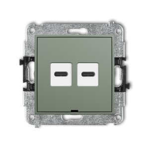 Mechanizm ładowarki USB podwójnej 2xUSB C, 20W max., bez pola opisowego Karlik MINI szałwiowy 61MCUSBBO-7