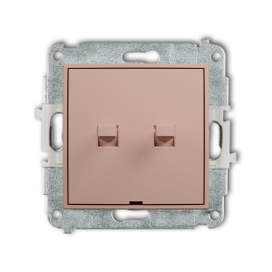 Mechanizm łącznika zwiernego, dwubiegunowego w stylu amerykańskim (dwa klawisze bez piktogramów, osobne zasilanie)  Karlik MINI łososiowy 62MWPUS-44.2