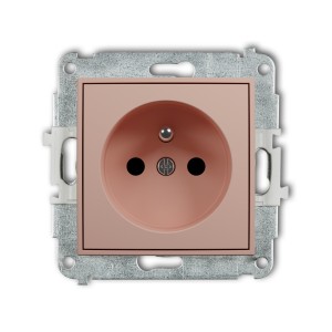Mechanizm gniazda pojedynczego z uziemieniem 2P+Z (przesłony torów prądowych) Karlik MINI łososiowy 62MGP-1zp