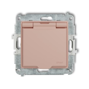 Mechanizm gniazda bryzgoszczelnego z uziemieniem 2P+Z (klapka łososiowa, przesłony torów prądowych) Karlik MINI łososiowy 62MGPB-1zp