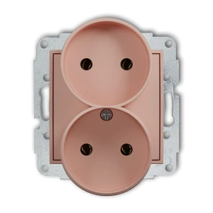 Mechanizm gniazda podwójnego do ramki bez uziemienia 2x2P (bez przesłon torów prądowych) Karlik MINI łososiowy 62MGPR-2
