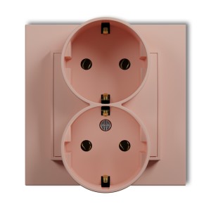 Gniazdo podwójne z uziemieniem SCHUKO 2x(2P+Z) (bez przesłon torów prądowych) Karlik MINI łososiowy 62MGP-2s