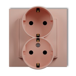 Gniazdo podwójne z uziemieniem SCHUKO 2x(2P+Z) (przesłony torów prądowych) Karlik MINI łososiowy 62MGP-2sp