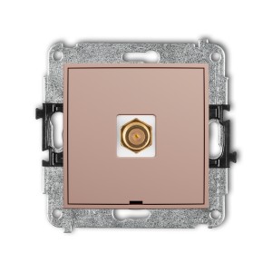 Mechanizm gniazda antenowego pojedynczego typu F (SAT) pozłacany, bez pola opisowego Karlik MINI łososiowy 62MGFBO-1.1
