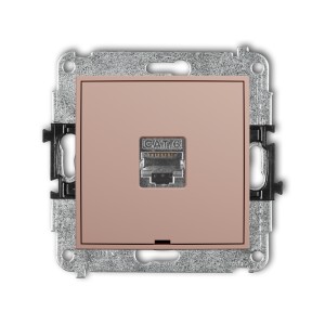 Mechanizm gniazda komputerowego pojedynczego 1xRJ45, kat. 5e, ekranowany, 8-stykowy, bez pola opisowego Karlik MINI łososiowy 62MGKBO-1e