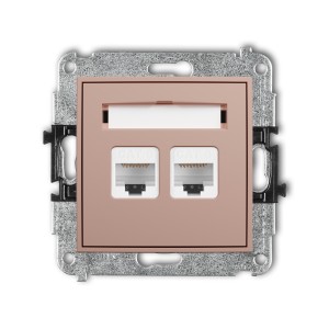 Mechanizm gniazda komputerowego podwójnego 2xRJ45, kat. 6, 8-stykowy Karlik MINI łososiowy 62MGK-4