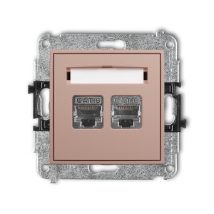 Mechanizm gniazda komputerowego podwójnego 2xRJ45, kat. 6, ekranowany, 8-stykowy Karlik MINI łososiowy 62MGK-6