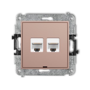 Mechanizm gniazda komputerowego podwójnego 2xRJ45, kat. 6A, 8-stykowy, bez pola opisowego Karlik MINI łososiowy 62MGKBO-8