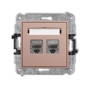 Mechanizm gniazda komputerowego podwójnego 2xRJ45, kat. 8, ekranowany, 8-stykowy Karlik MINI łososiowy 62MGK-12