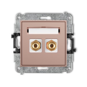 Mechanizm gniazda głośnikowego pojedynczego (typu banan - czerwony i czarny, pozłacany, 4 mm2, skręcany) Karlik MINI łososiowy 62MGG-4