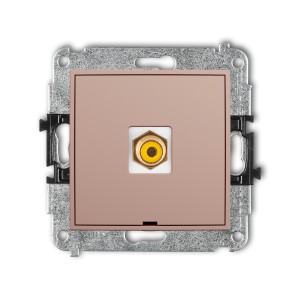 Mechanizm gniazda pojedynczego RCA, bez pola opisowego (typu cinch - żółty, pozłacany) Karlik MINI łososiowy 62MGRCABO-1