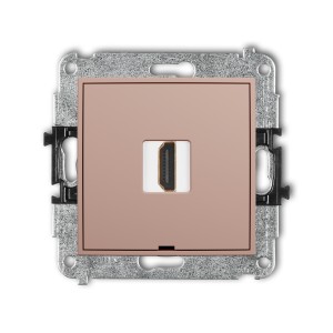 Mechanizm gniazda pojedynczego HDMI 2.1, 8K, bez pola opisowego Karlik MINI łososiowy 62MHDMIBO-5