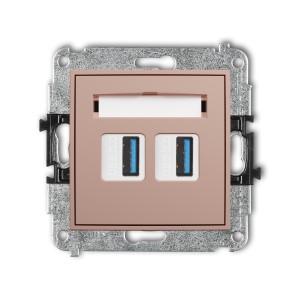 Mechanizm gniazda podwójnego 2xUSB A-A 3.0 Karlik MINI łososiowy 62MGUSB-6