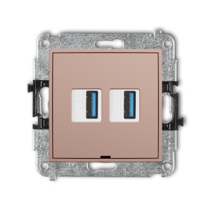 Mechanizm gniazda podwójnego 2xUSB A-A 3.0, bez pola opisowego Karlik MINI łososiowy 62MGUSBBO-6