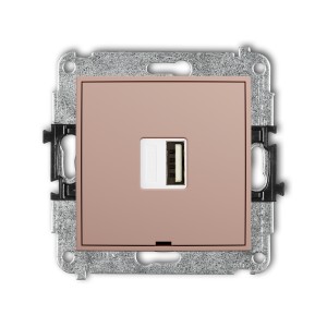 Mechanizm ładowarki USB pojedynczej USB A, 5W max., 5V, 1A, bez pola opisowego Karlik MINI łososiowy 62MCUSBBO-1