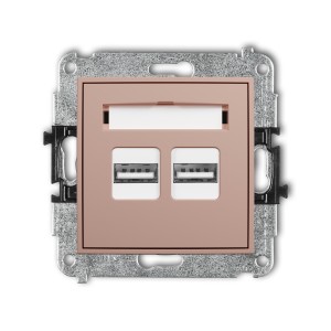 Mechanizm ładowarki USB podwójnej 2xUSB A, 15,5W max., 5V, 3.1A Karlik MINI łososiowy 62MCUSB-6