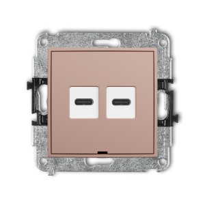 Mechanizm ładowarki USB podwójnej 2xUSB C, 20W max., bez pola opisowego Karlik MINI łososiowy 62MCUSBBO-7