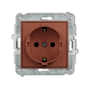Mechanizm gniazda pojedynczego z uziemieniem SCHUKO 2P+Z (przesłony torów prądowych) Karlik MINI terakota 63MGP-1sp