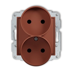 Mechanizm gniazda podwójnego do ramki bez uziemienia 2x2P (przesłony torów prądowych) Karlik MINI terakota 63MGPR-2p