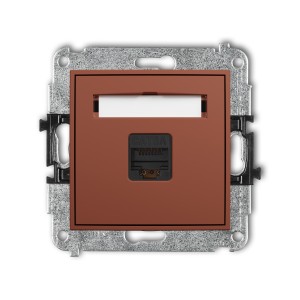 Mechanizm gniazda komputerowego pojedynczego 1xRJ45, kat. 6A, 8-stykowy Karlik MINI terakota 63MGK-7